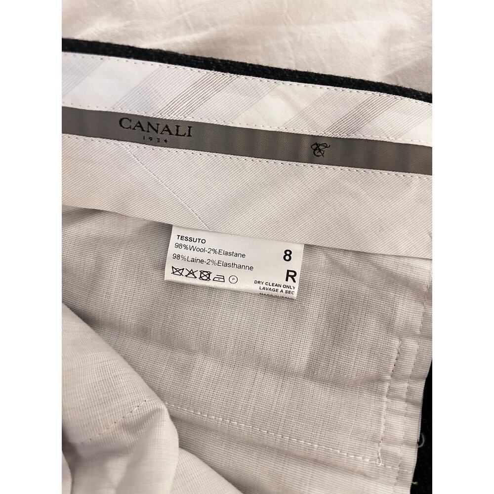 Canali Wool Dress Pants Charcoal Stretch Tailored Trousers 8R - Picture 5 of 5